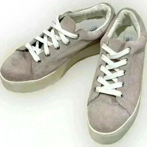 Steve Madden Palmer Platform Sneakers 9M Pink Cream Suede Y2K Soft Chunky